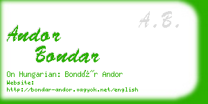 andor bondar business card